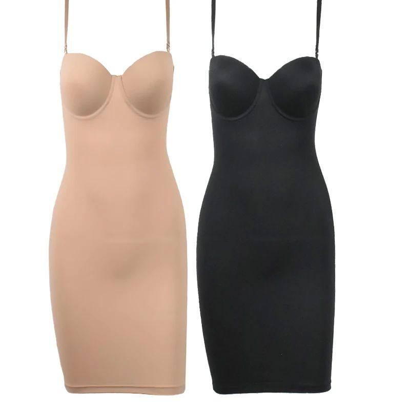Slimming Full Length Shapewear Slips Nude Straight Tube Dres