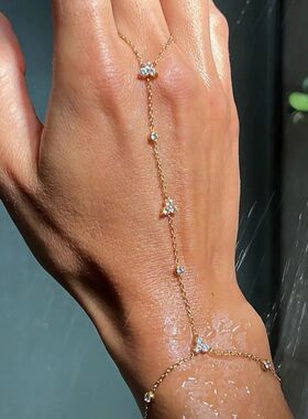 Summer New Rhinestone Flower Bracelet Geometric Crystal Meta