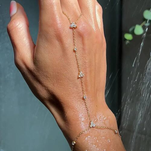 Summer New Rhinestone Flower Bracelet Geometric Crystal Meta