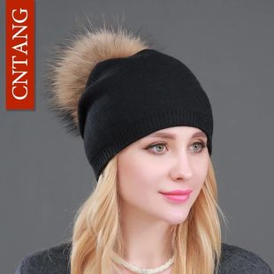 Wool Hats For Autumn Beanies Knitted WomenPompon Fur Winter