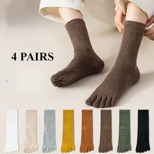 4 Pairs Women Toe Socks Five Finger Socks High Quality Cotto