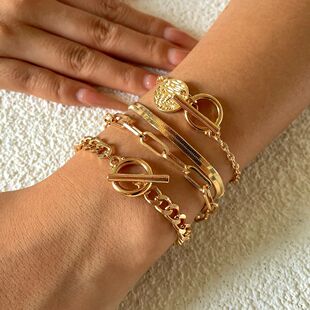 Punk Link Cuban Pendant Chain Bracelet Coin Women Han for