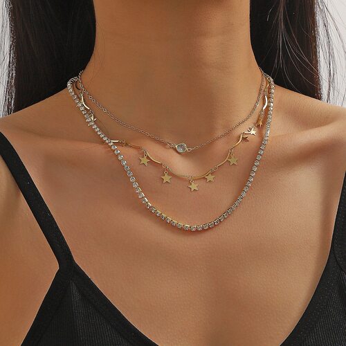 All-match Multi-layer Thin Necklace Design Zircon Multi-laye