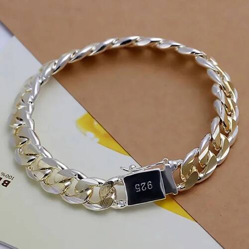 Fine  Sterling Silver Noble Nice Chain Solid Bracelet for Wo
