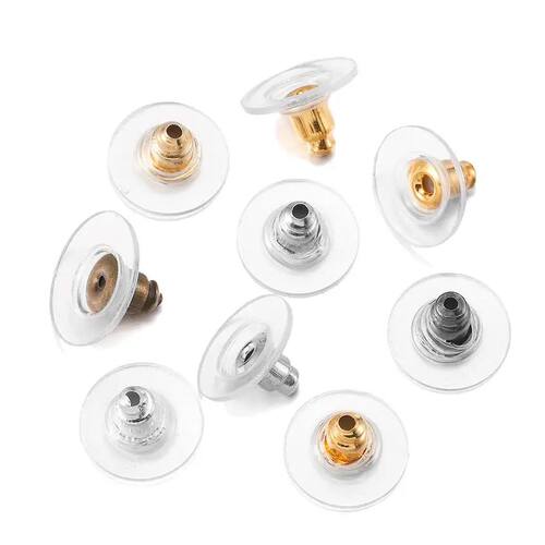 100Pcs Rubber Earring Backs Post Nuts Silicon Steel Earnuts