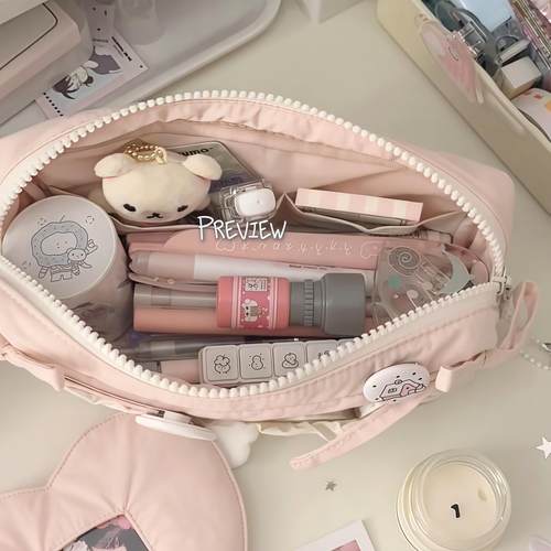 奶呼呼软软云朵吐司笔袋笔盒大容量ins简约小众防水高颜值文具盒