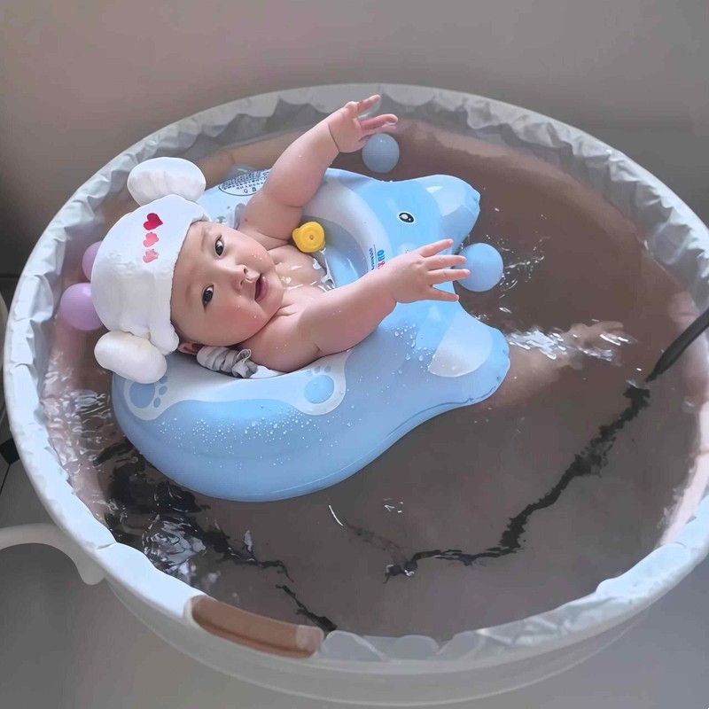 婴儿游泳圈0到3个月腋下圈家用新生儿小月龄宝宝泡澡洗澡游泳脖圈