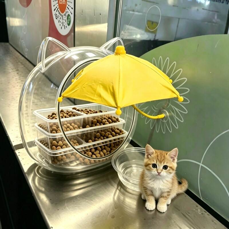 小雨伞流浪猫遮雨棚户外防雨遮阳庇护所防蚂蚁防水防潮透明喂食屋