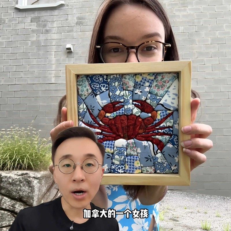 绢彩画碎布拼贴画diy无针免縫紉布拼布画创意布艺装饰画刺绣套装