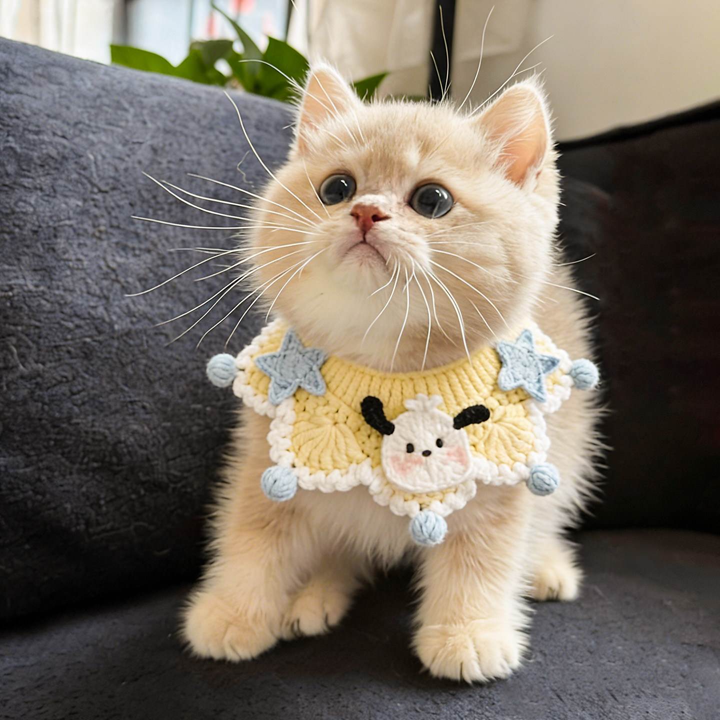猫咪项圈围脖针织口水巾宠物狗狗小型犬通用可爱装饰配饰拍照道具