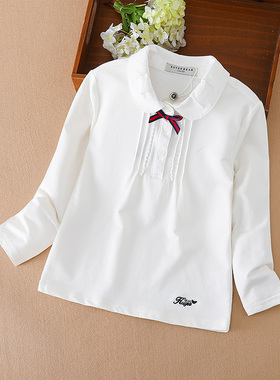 女童白色打底衫纯棉春装2022年新款儿童长袖t恤洋气大童宝宝上衣