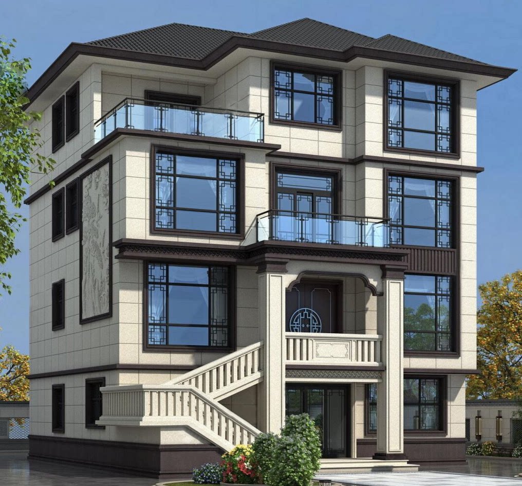 四层别墅设计图纸  新中式风格四层别墅  四层自建房屋设计施工