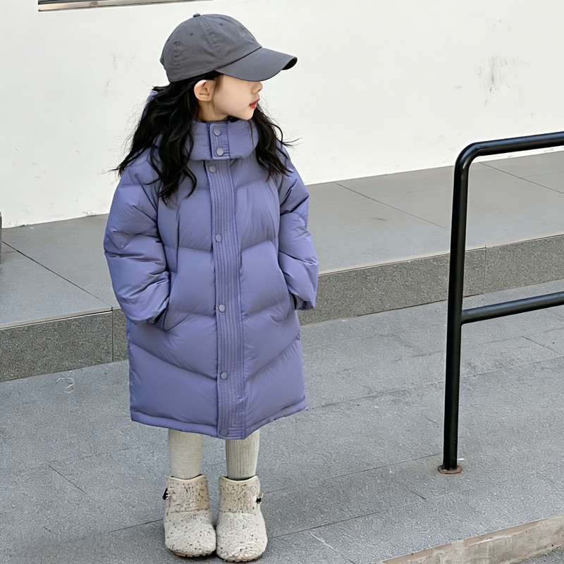 2025新款儿童羽绒服女童中长款加厚中小男童90白鸭绒宝宝冬季外套