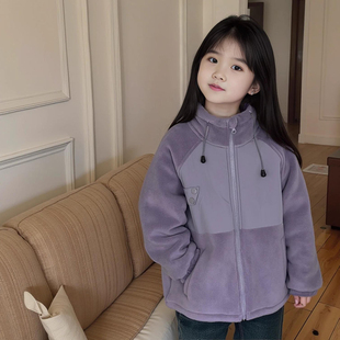 女童加绒外套冬装2025新款洋气中大童加奥粒绒儿童保暖毛毛衣洋气