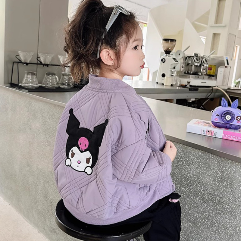 女童夹棉外套秋冬2025新款儿童加厚库洛米棒球服洋气宝宝秋装上衣