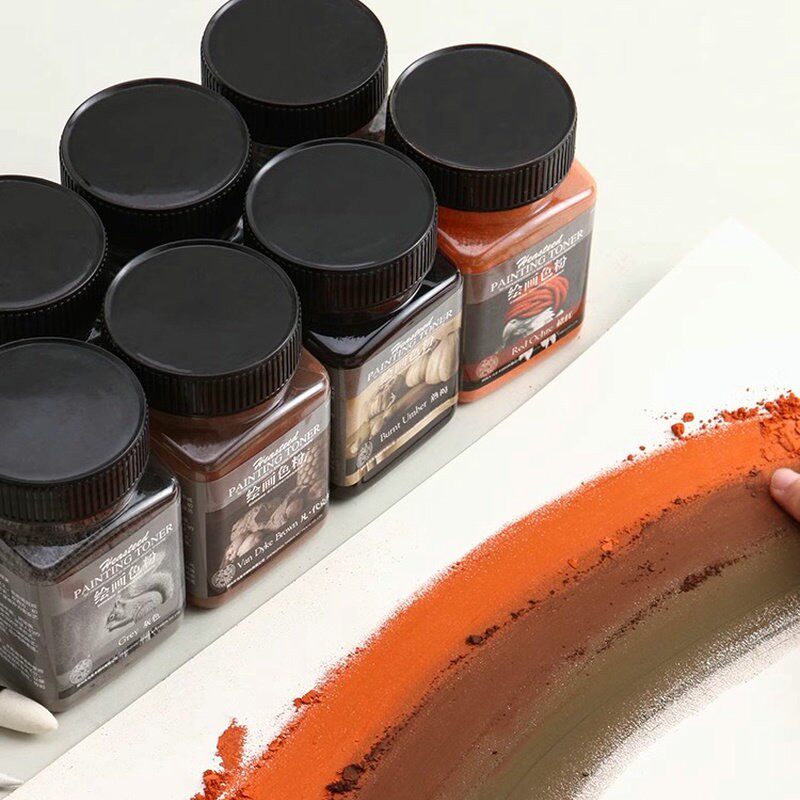 海特索斯粉绘画色粉美术画画专用碳粉素描可水溶石墨炭粉黑色炭条白色碳棒灰色棕色血红绿褐色彩绘国画碳粉