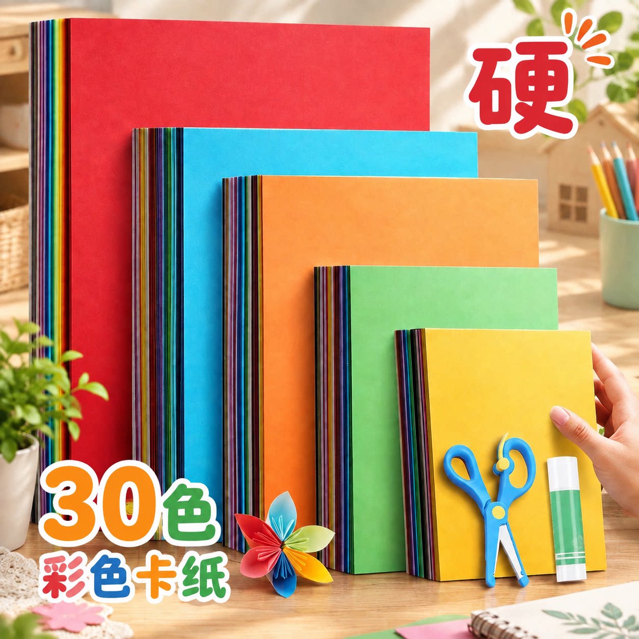a4彩纸手工纸彩色卡纸马卡龙手工硬卡纸红色8k幼儿园环创材料儿童剪纸专用纸小学生diy折纸4k卡纸大尺寸