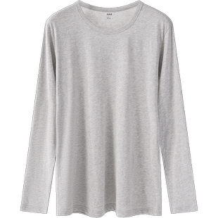 AB内衣纯棉秋衣男春秋超薄圆领单件上衣精致棉白色打底长袖棉毛衫