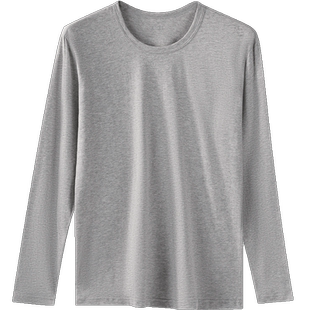 宜而爽内衣男士精致棉春秋超薄单纯棉上衣圆领打底衫冬季全棉秋衣