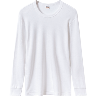 宜而爽内衣男士秋冬薄款睡衣纯棉大码保暖秋衣单件圆领上衣棉毛衫