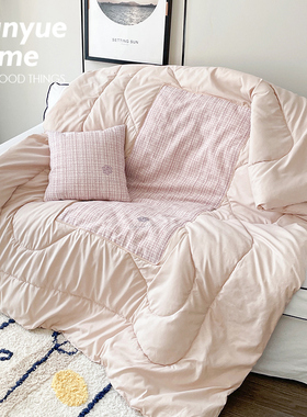 蔓越家 奶油色ins风抱枕被沙发抱枕被子两用卧室办公室空调午睡毯