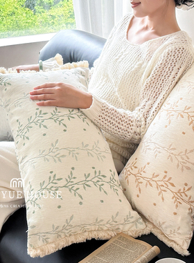 蔓越家 法式花卉卧室床头靠垫长条枕抱枕靠垫腰枕靠背抱枕套含芯