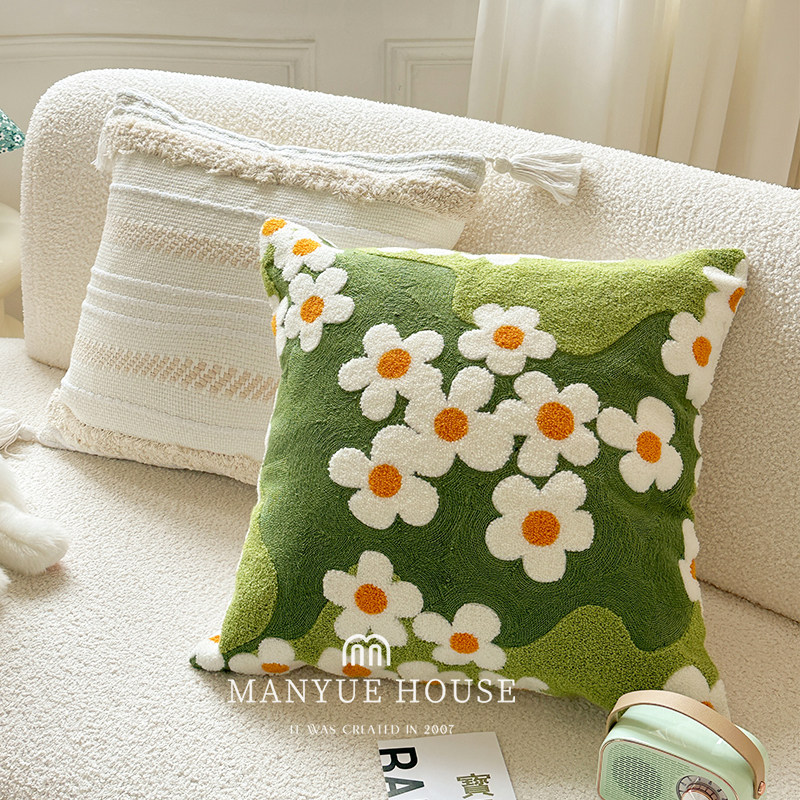 抱枕套卧室床头满绣抱枕靠垫