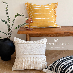 蔓越家 侘寂民宿沙发棉麻抱枕靠垫卧室床头靠垫靠背抱枕套不含芯