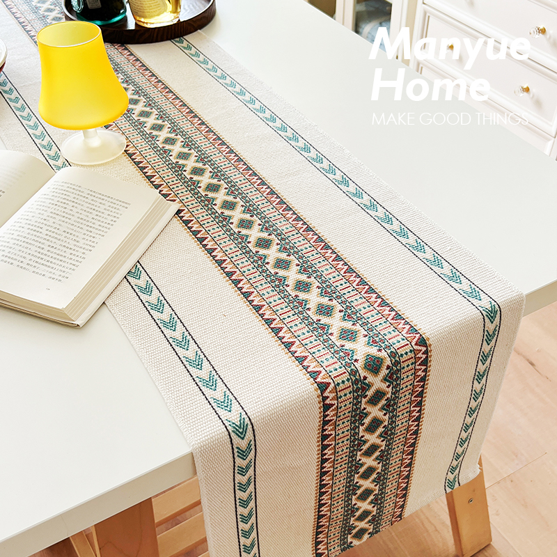 复古棉麻桌旗简约现代隔热桌垫