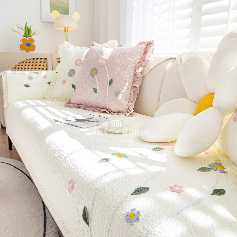 蔓越家 小清新全棉水洗棉沙发垫防滑纯棉沙发套罩靠背巾四季通用,居家布艺,沙发垫,淘宝优惠券,粉丝福利购,淘宝优惠卷