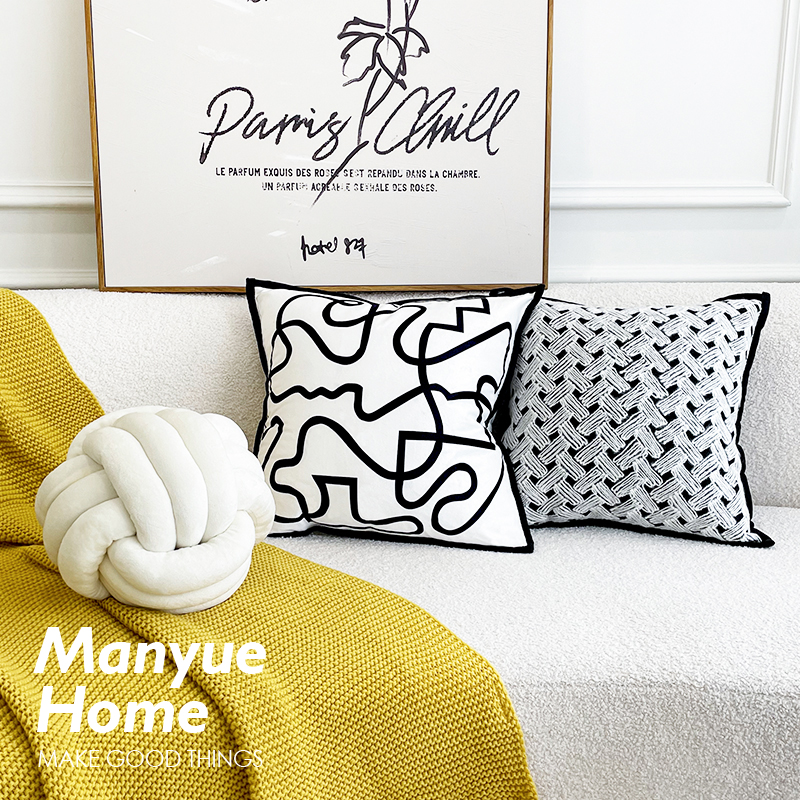 蔓越家现代抽象客厅样板间抱枕