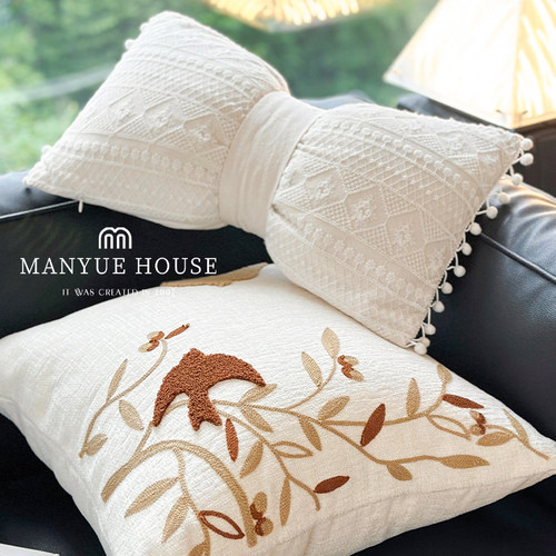 抱枕含芯样板间蝴蝶结靠垫腰枕