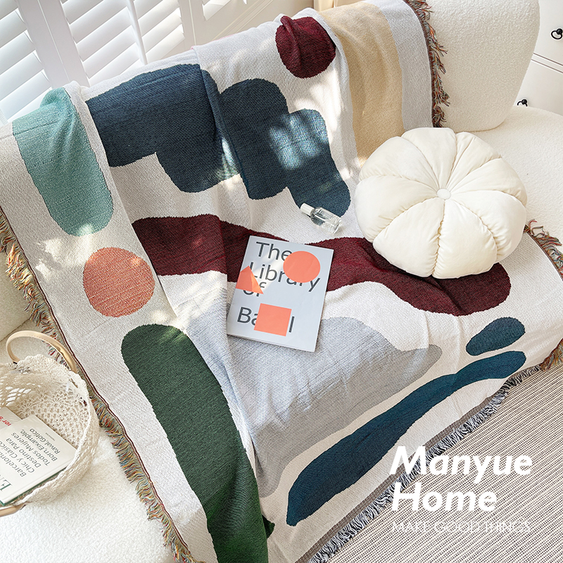 蔓越家ins莫兰迪色单人沙发毯