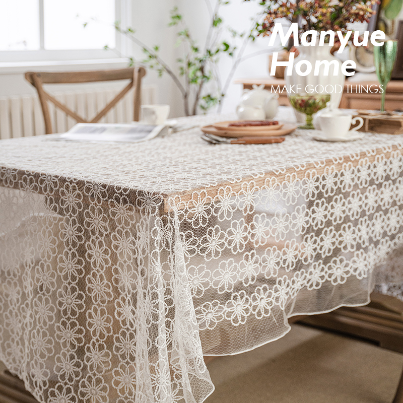 蔓越家  法式复古桌布白色绣花摄影背景绣花道具布电视床头柜台布,居家布艺,桌布,淘宝优惠券,粉丝福利购,淘宝优惠卷