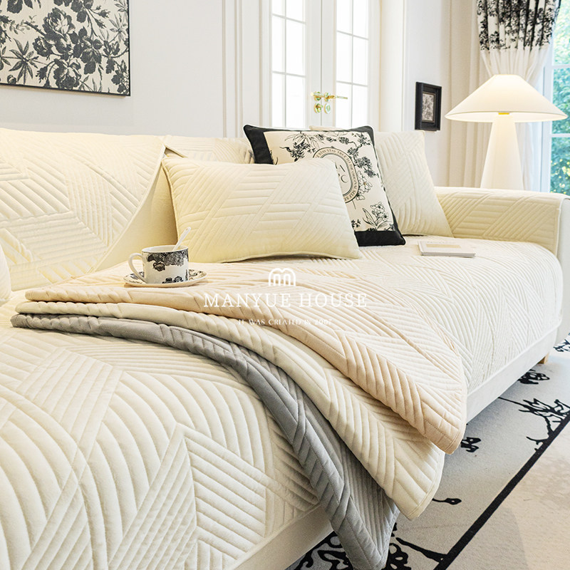 蔓越家 听雨阁 高级感四季毛绒沙发垫客厅座垫沙发套罩巾防滑坐垫,居家布艺,沙发垫,淘宝优惠券,粉丝福利购,淘宝优惠卷