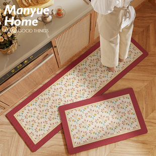 蔓越家 地垫防水防油厨房垫子可擦洗防滑摔脚垫pvc地毯 复古美学
