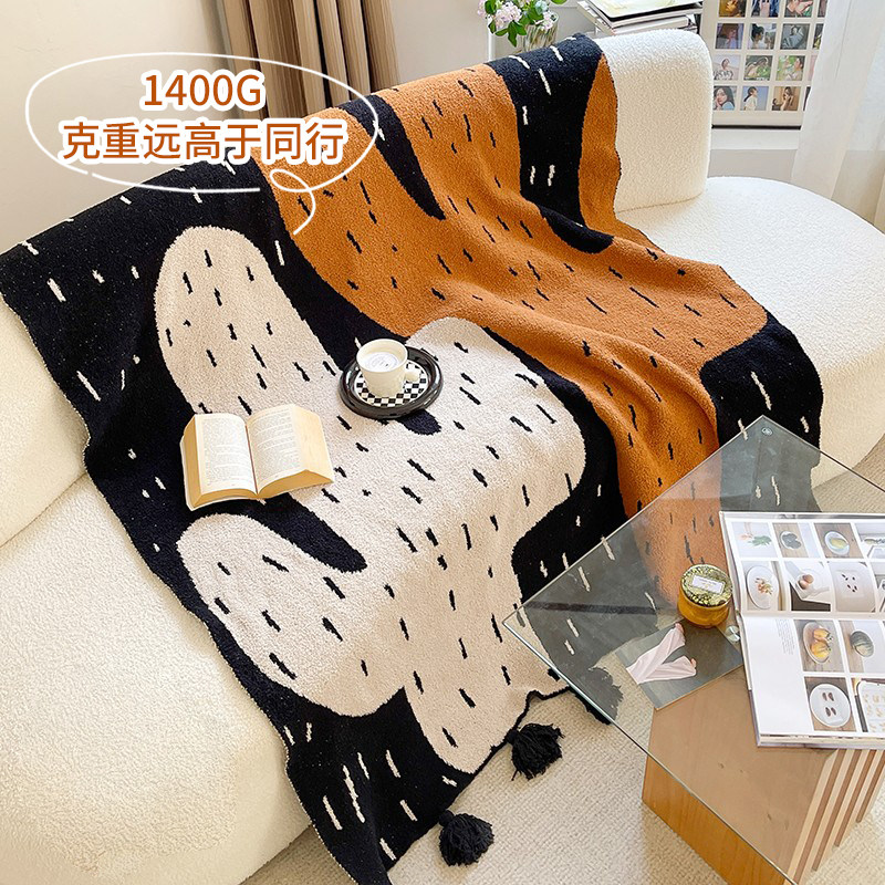 蔓越家 A类 半边绒沙发午睡盖毯北欧办公室针织空调毯四季沙发毯