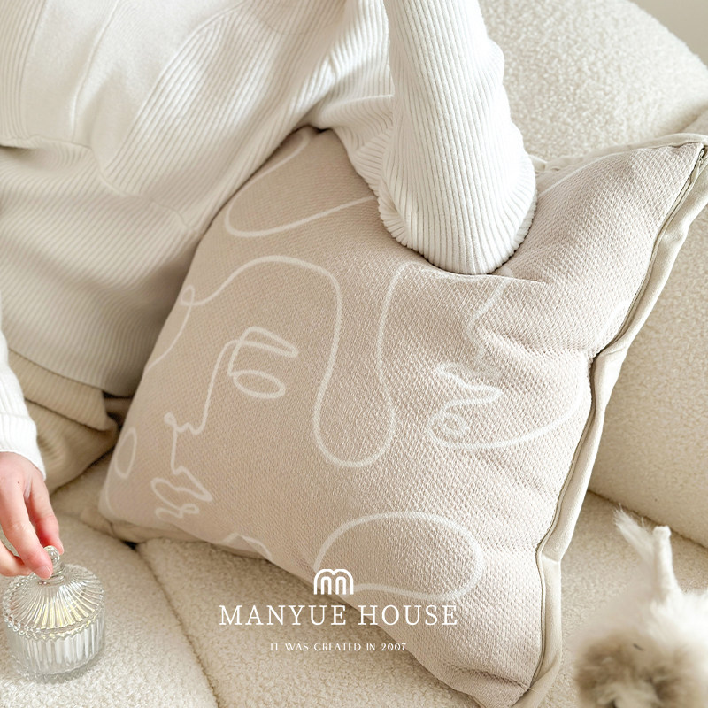 抱枕套不含芯羽丝棉客厅提花靠垫