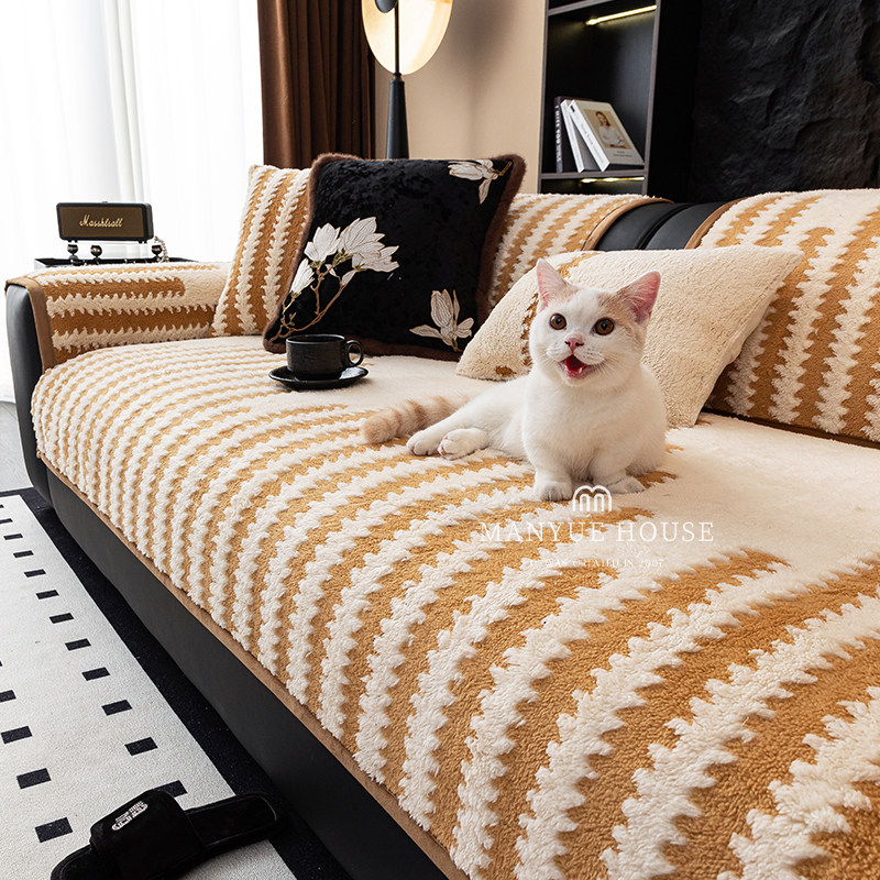 蔓越家 轻奢复古舒棉绒沙发垫秋冬防滑套罩加厚毛绒沙发坐垫盖布,居家布艺,沙发垫,淘宝优惠券,粉丝福利购,淘宝优惠卷