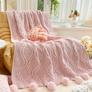 毛绒针织毯沙发盖毯卧室床尾毯空调盖毯 蔓越家 北欧ins网红同款