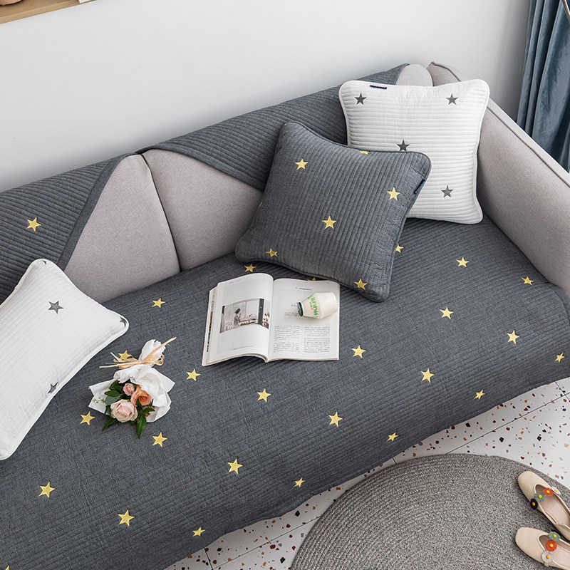 北欧ins 全棉刺绣沙发垫子四季通用防滑坐垫套罩纯棉布艺加厚靠背,居家布艺,沙发垫,淘宝优惠券,粉丝福利购,淘宝优惠卷