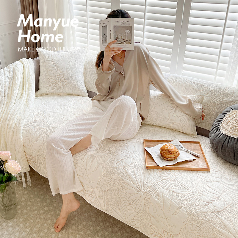 蔓越家 ins高级绗缝全棉沙发垫客厅沙发套罩四季通用坐垫沙发盖布,居家布艺,沙发垫,淘宝优惠券,粉丝福利购,淘宝优惠卷