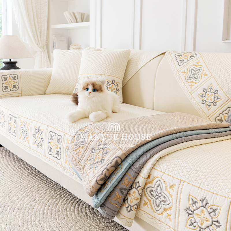 全棉简约可机洗沙发垫