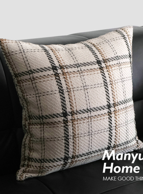 蔓越家 复古Tweed格纹抱枕靠垫小香风卧室床头靠垫腰枕抱枕套含芯