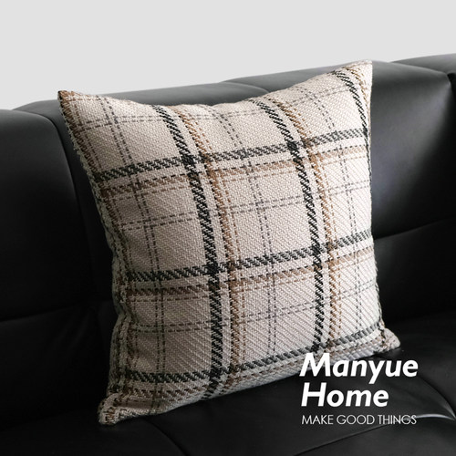 抱枕靠垫羽丝棉客厅沙发格纹抱枕