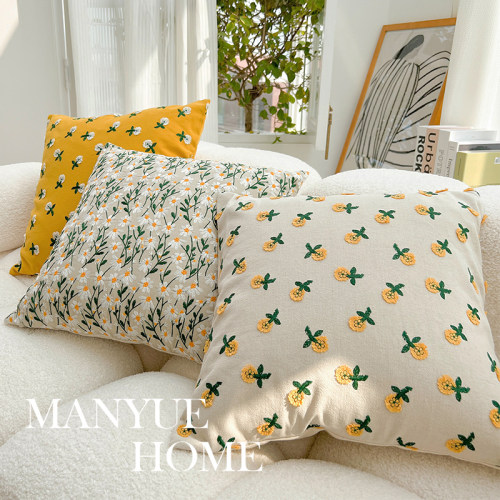 蔓越家ins田园碎花刺绣抱枕靠垫