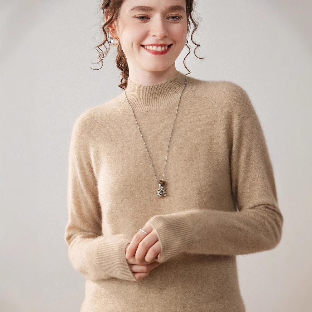 羊绒衫秋冬新款女士毛衣半高领保暖舒适内搭时尚休闲针织打底衫女