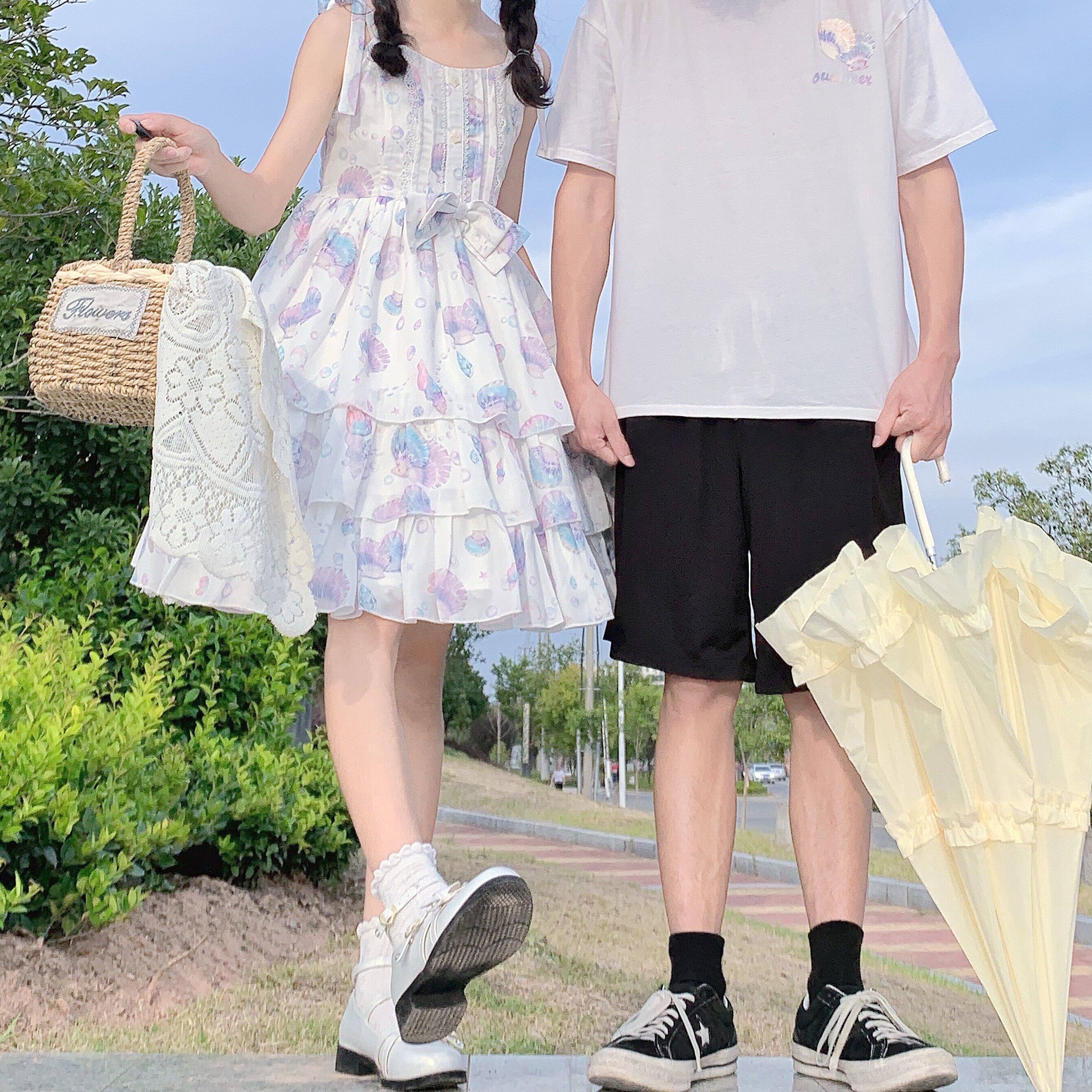 夏日贝壳 情侣装链接.墙叔原创lolita连衣裙罩衫情侣