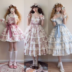 【墙叔原创】葡萄月令. 可调节长度JSK/短袖OP墙叔原创印花Lolita