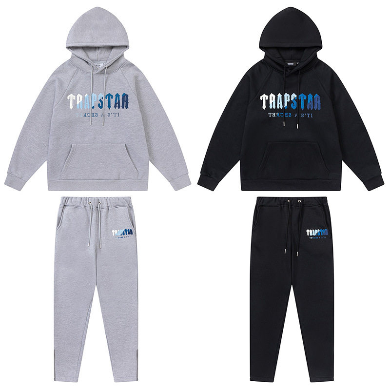 남성과 여성을 위한 TRAPSTAR 문자 INS로 수 놓은 유럽과 미국의 스트리트 패션 브랜드 수건 느슨한 스포츠 및 레저 정장과 벨벳